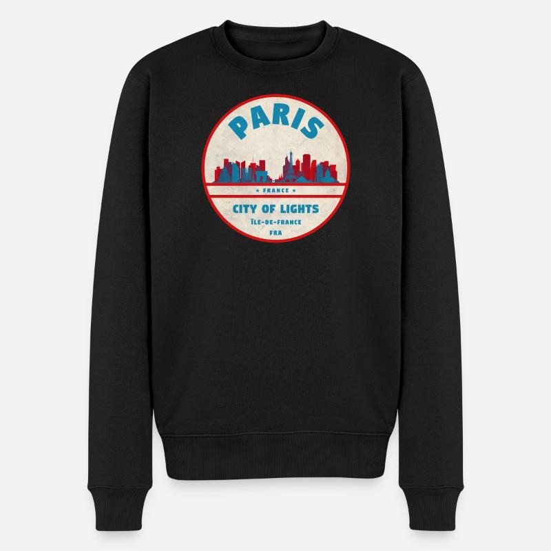 Emblème rétro Paris City Lights - Pull Premium bio Homme - noir