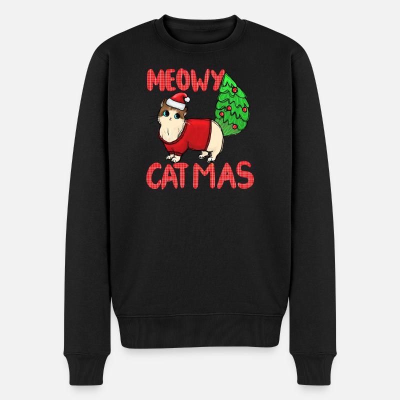 Pull de Noël Catmas Cat Meowy - Pull Premium bio Homme - noir