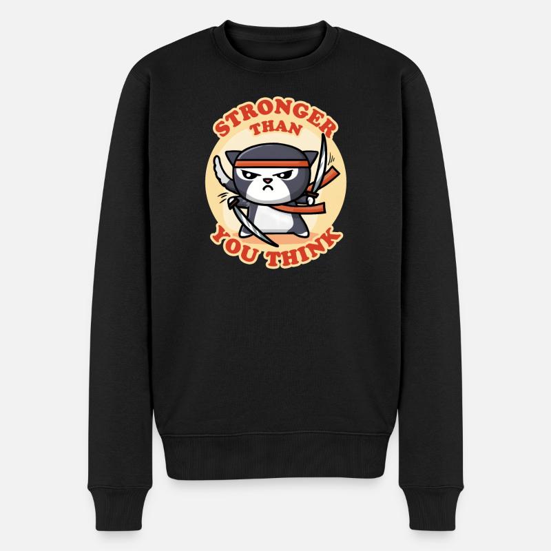 Ninja Katze - Männer Premium Bio Pullover - Schwarz