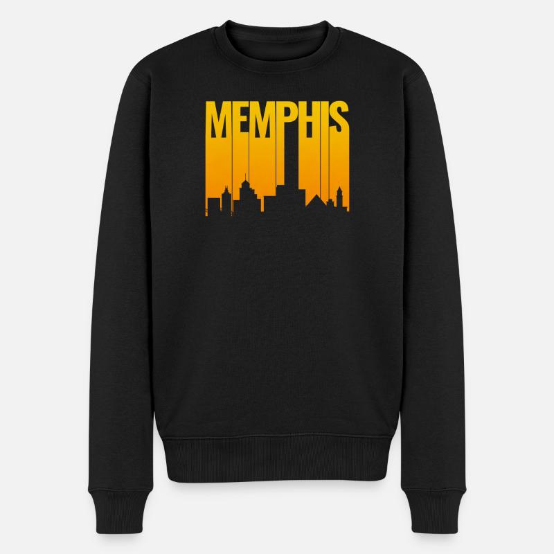Memphis Skyline Gold Gradient - Männer Premium Bio Pullover - Schwarz