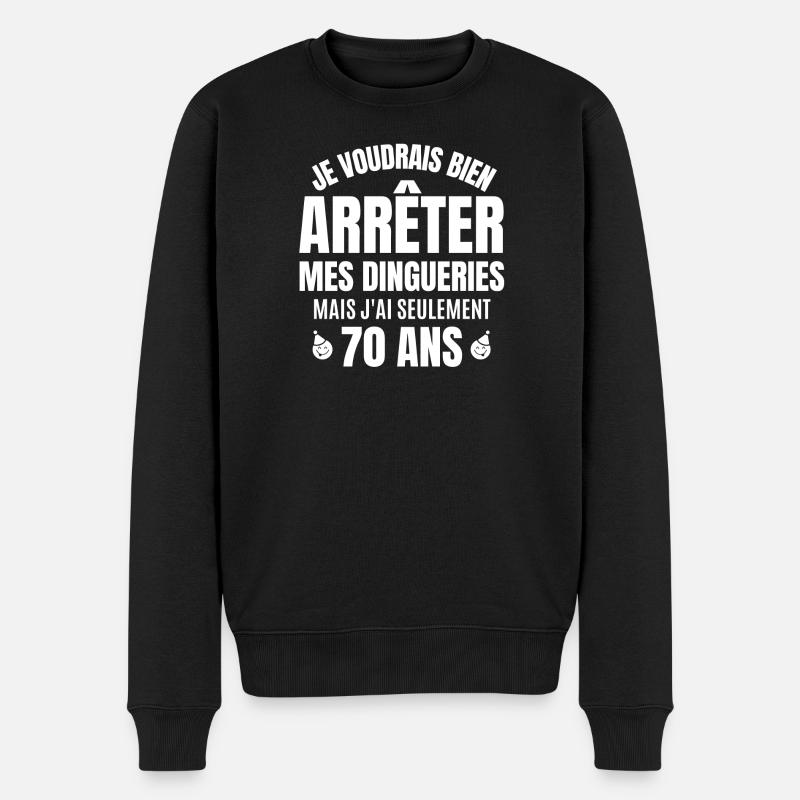 j ai 70 ans, anniversaire 70 ans, 70 ans - Pull Premium bio Homme - noir