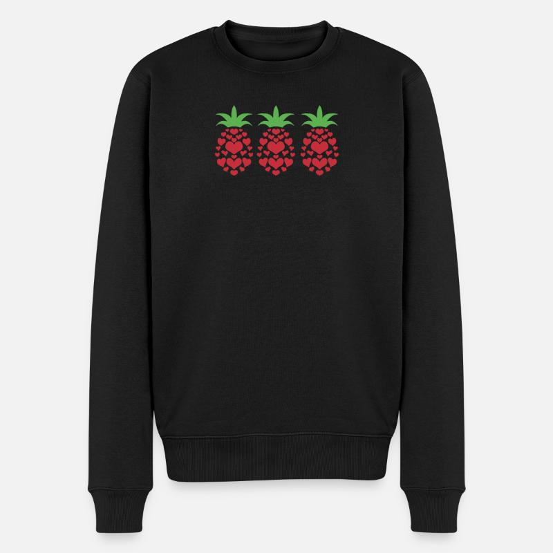 Ananas Herz - Männer Premium Bio Pullover - Schwarz