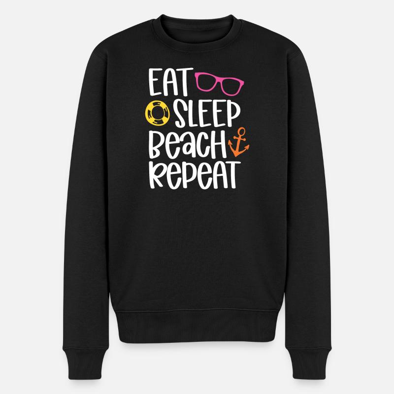 Eat Sleep Beach Repeat - Männer Premium Bio Pullover - Schwarz