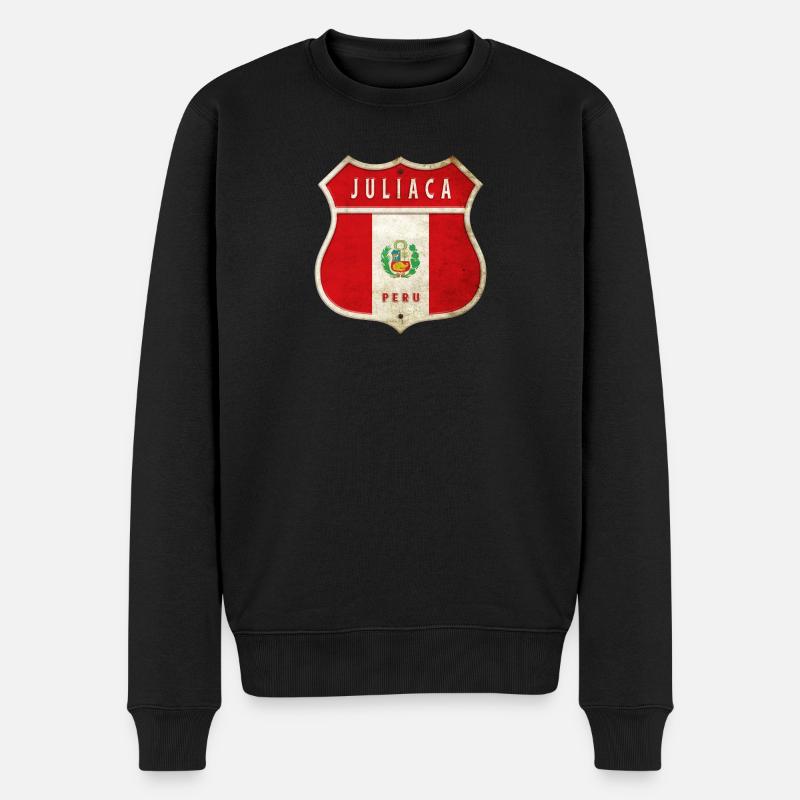 Juliaca Peru Wappen Flaggen Design - Männer Premium Bio Pullover - Schwarz