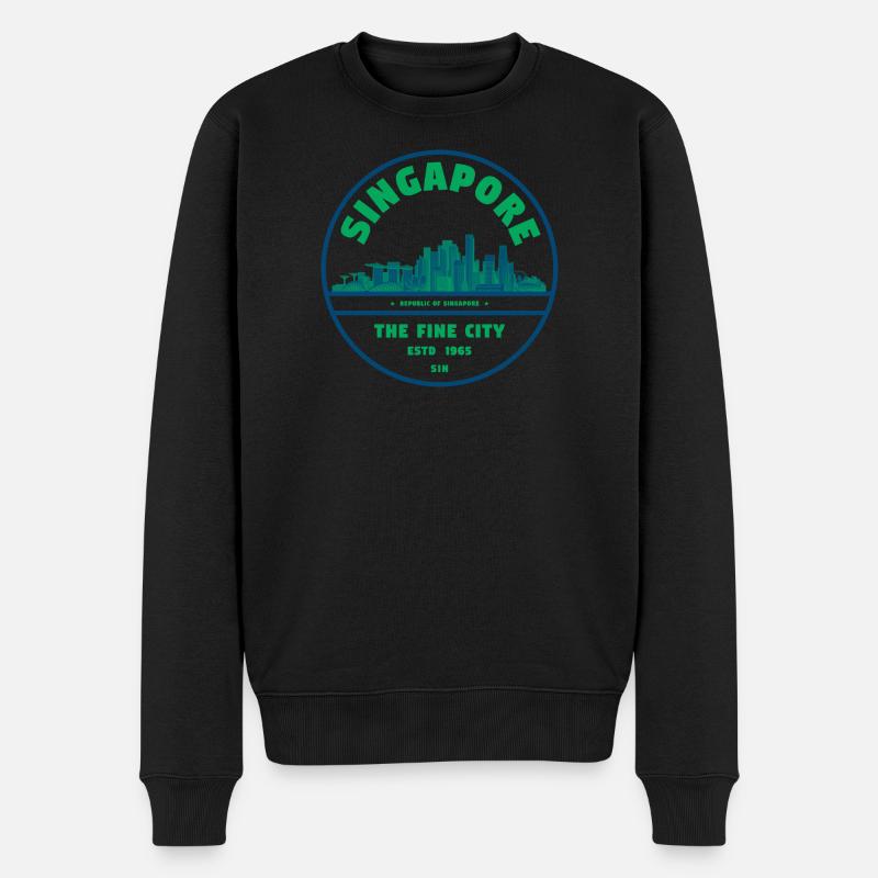 Emblème de la Skyline de Singapour - Pull Premium bio Homme - noir