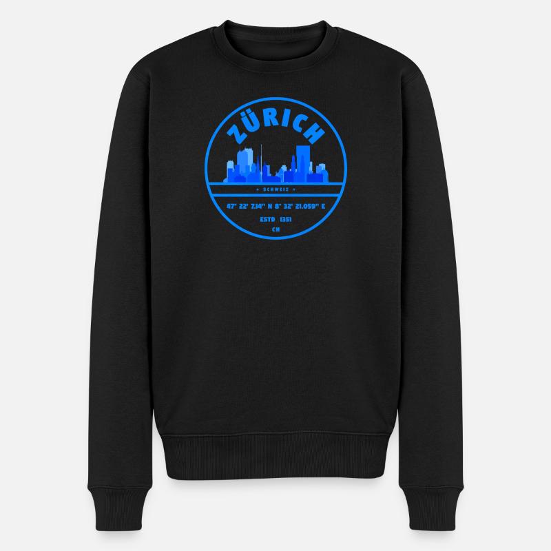 Zürich Skyline Blau Siegel - Männer Premium Bio Pullover - Schwarz