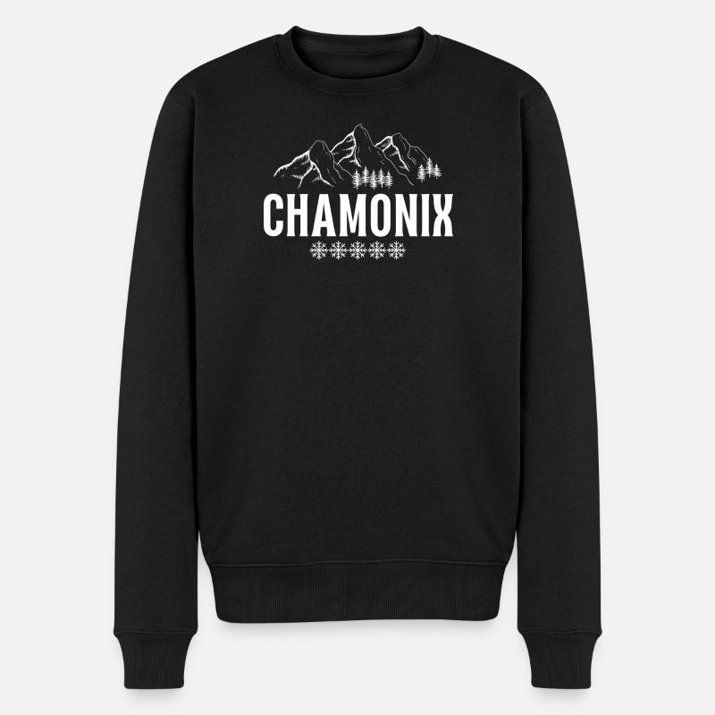Chamonix, station de ski, skier - Pull Premium bio Homme - noir