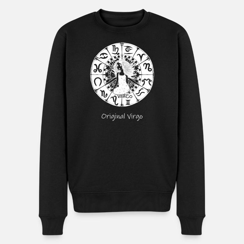 Signe du zodiaque Vierge 002 blanc - Pull Premium bio Homme - noir