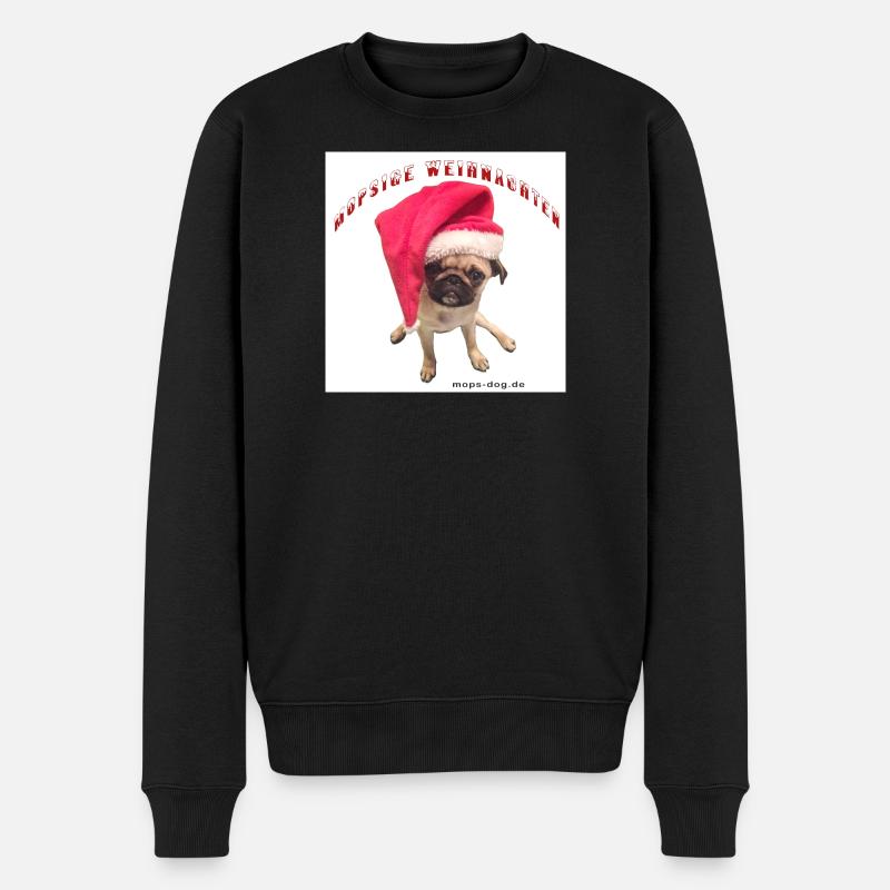 Weihnachtshund mit Hausschmuck - Männer Premium Bio Pullover - Schwarz