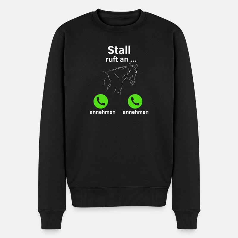 Stall ruft an - annehmen oder annehmen? - Männer Premium Bio Pullover - Schwarz