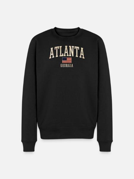 Atlanta Georgia Retro Flag Tee - Men's Premium Organic Jumper - black