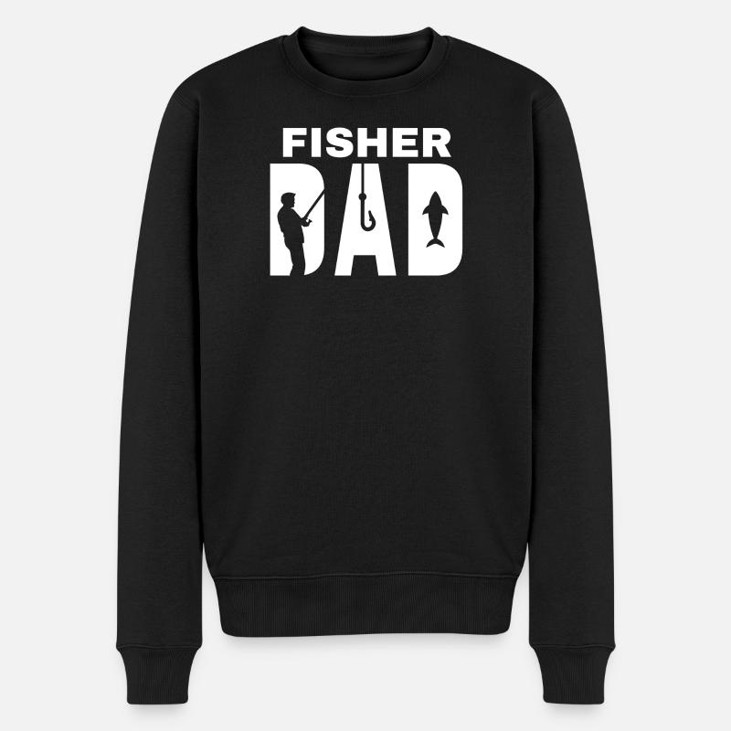 Angeln, Fischer, Angelfächer - Männer Premium Bio Pullover - Schwarz