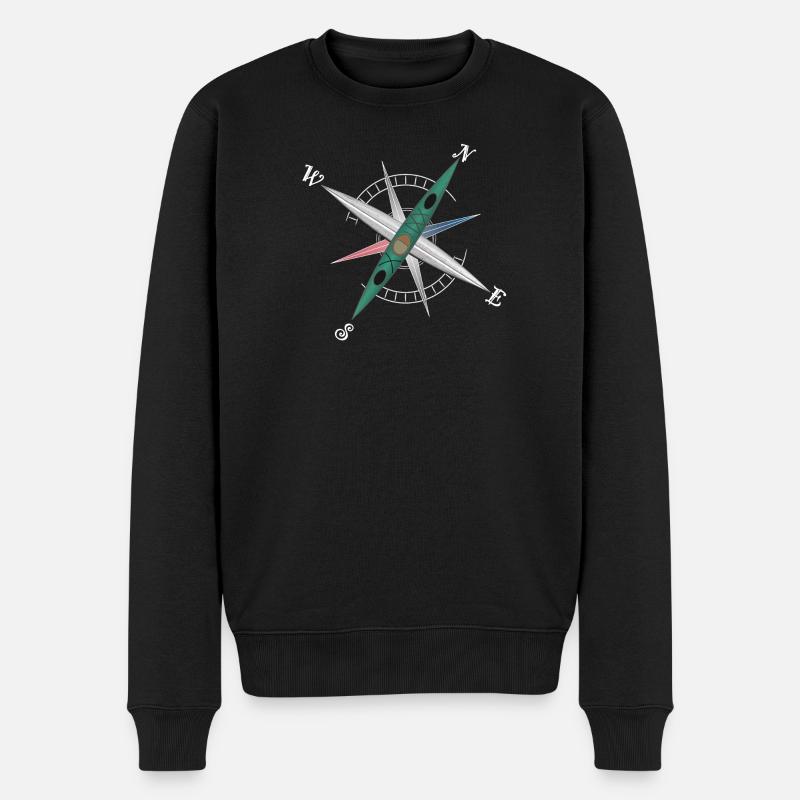 Conception de kayak cool avec rose des vents, kayak vert - Pull Premium bio Homme - noir