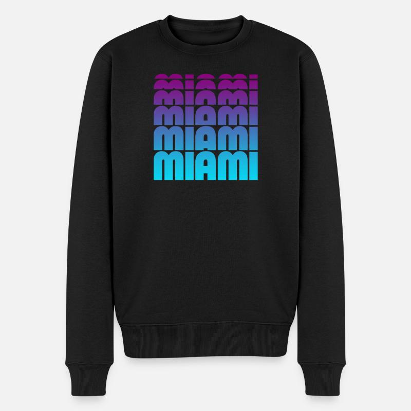 Miami Gradient Grid - Männer Premium Bio Pullover - Schwarz
