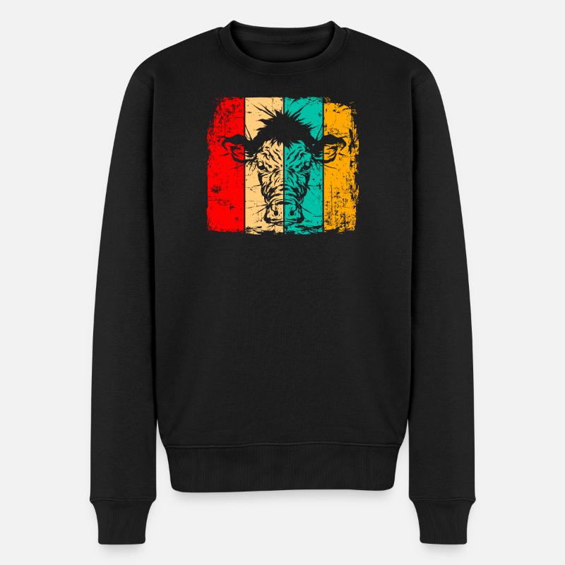 Kuh retro - Männer Premium Bio Pullover - Schwarz