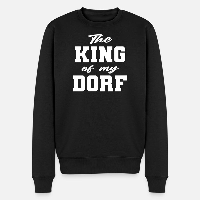 König in meinem Dorf lustiger Spruch - Männer Premium Bio Pullover - Schwarz