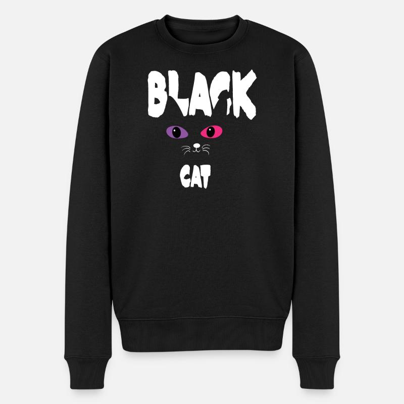 Schwarz Weiße Katze - Männer Premium Bio Pullover - Schwarz