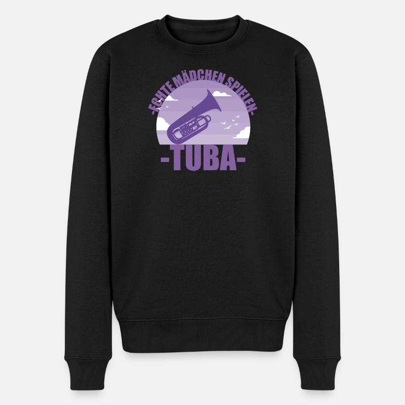 Tuba Musikerin Instrument Mädchen Geschenk - Männer Premium Bio Pullover - Schwarz