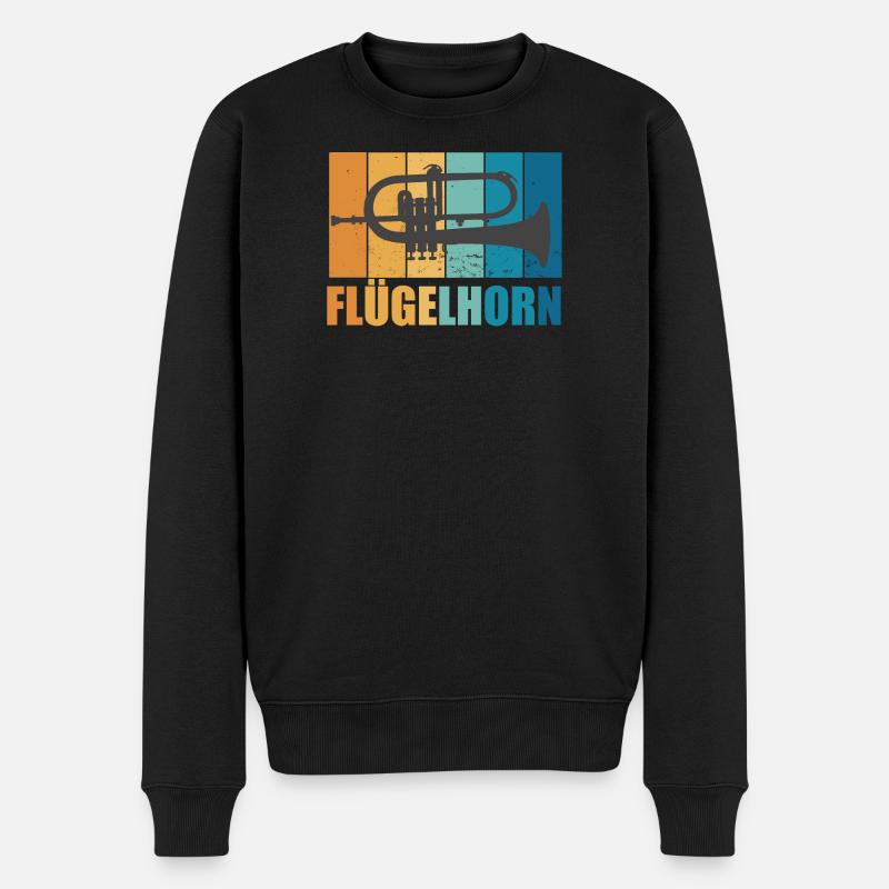 Flügelhorn Vintage Musiker Instrument Geschenk - Männer Premium Bio Pullover - Schwarz