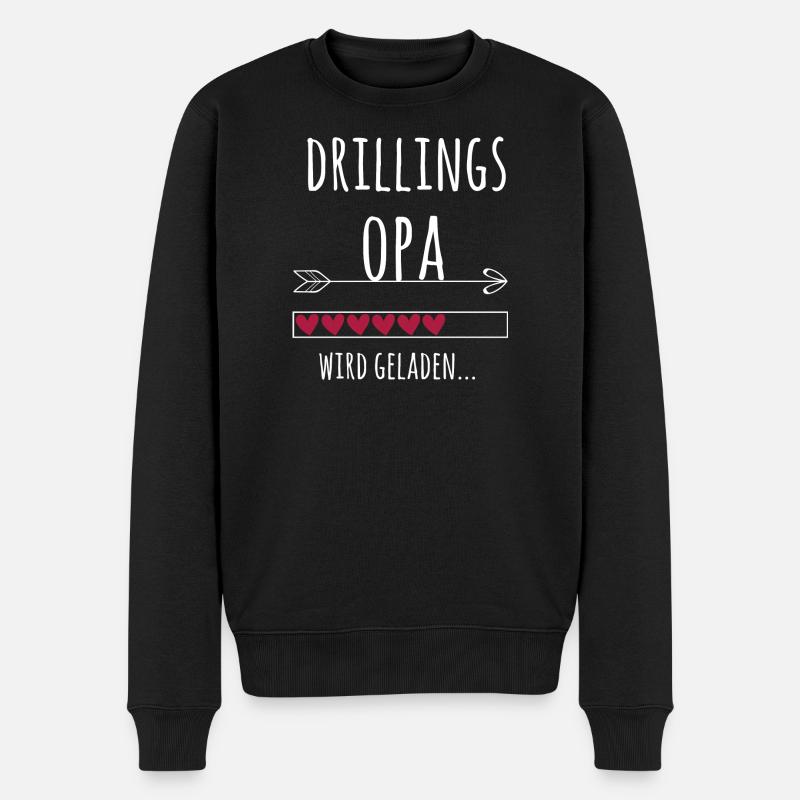 werdender Opa Drillinge Schwangerschaft Geschenk - Männer Premium Bio Pullover - Schwarz