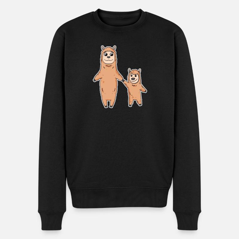 Lama avec bébé lama - Pull Premium bio Homme - noir
