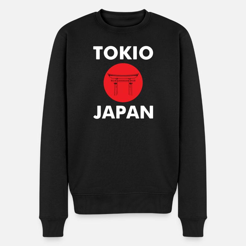 Japan Torii Silhouette auf roter Sonne - Männer Premium Bio Pullover - Schwarz