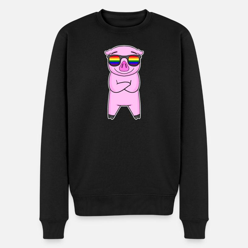 Gay Rainbow - Cochon à lunettes - Pull Premium bio Homme - noir