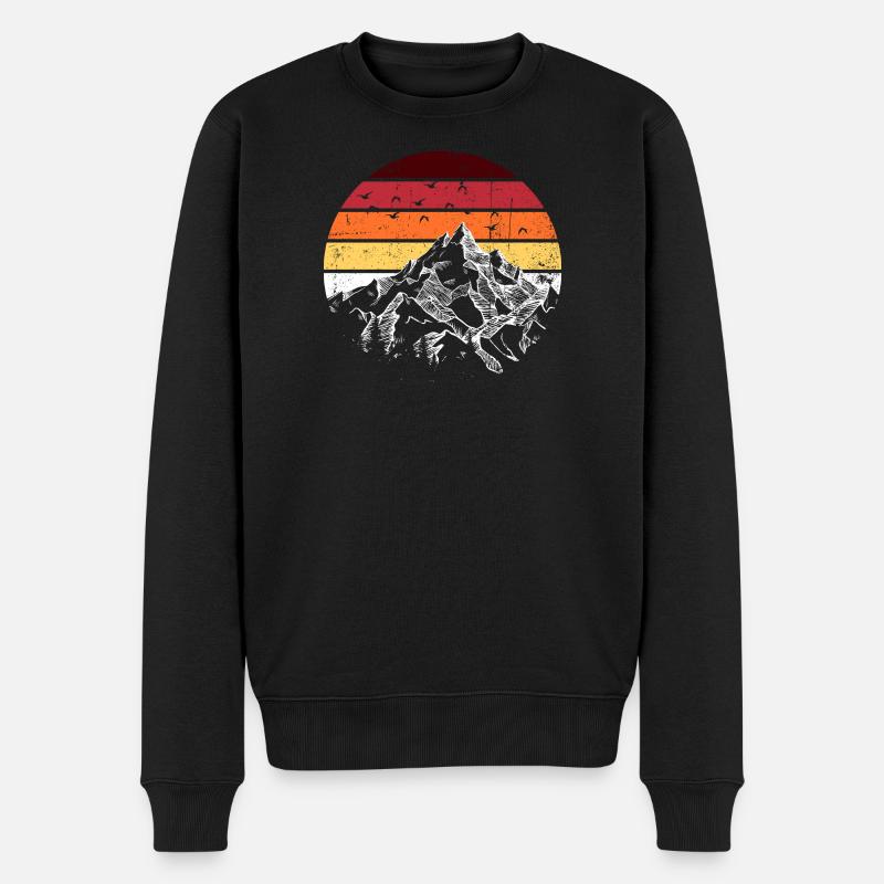 Sunset Ridge Bergkreis - Männer Premium Bio Pullover - Schwarz