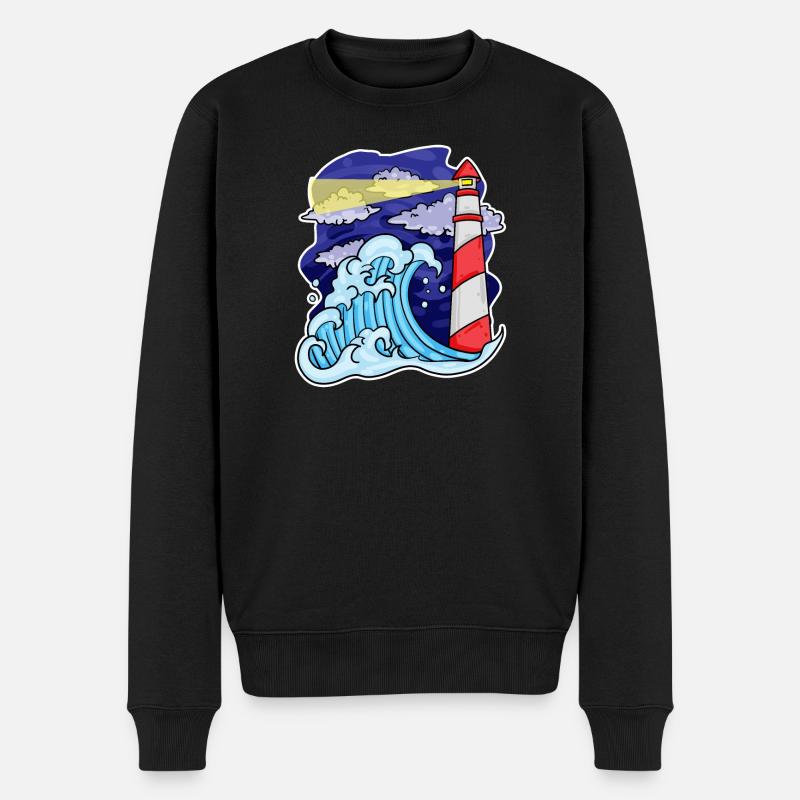 Phare Côte Mer Mer - Pull Premium bio Homme - noir