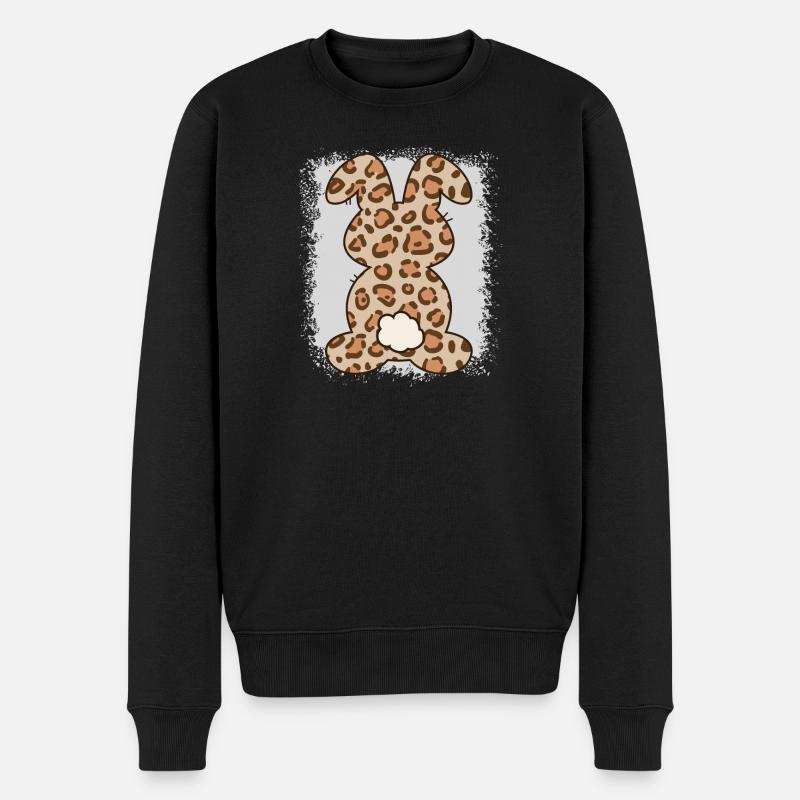 Leopard Print Bleached Easter - Men's Premium Organic Jumper - black