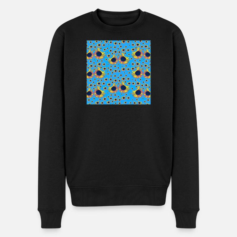 coole blumenmuster, tolles sonnenblumenmuster - Männer Premium Bio Pullover - Schwarz