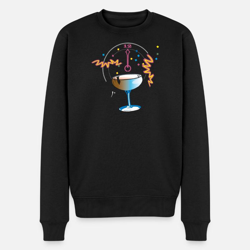 Neujahr Anstossen Konfetti - Männer Premium Bio Pullover - Schwarz
