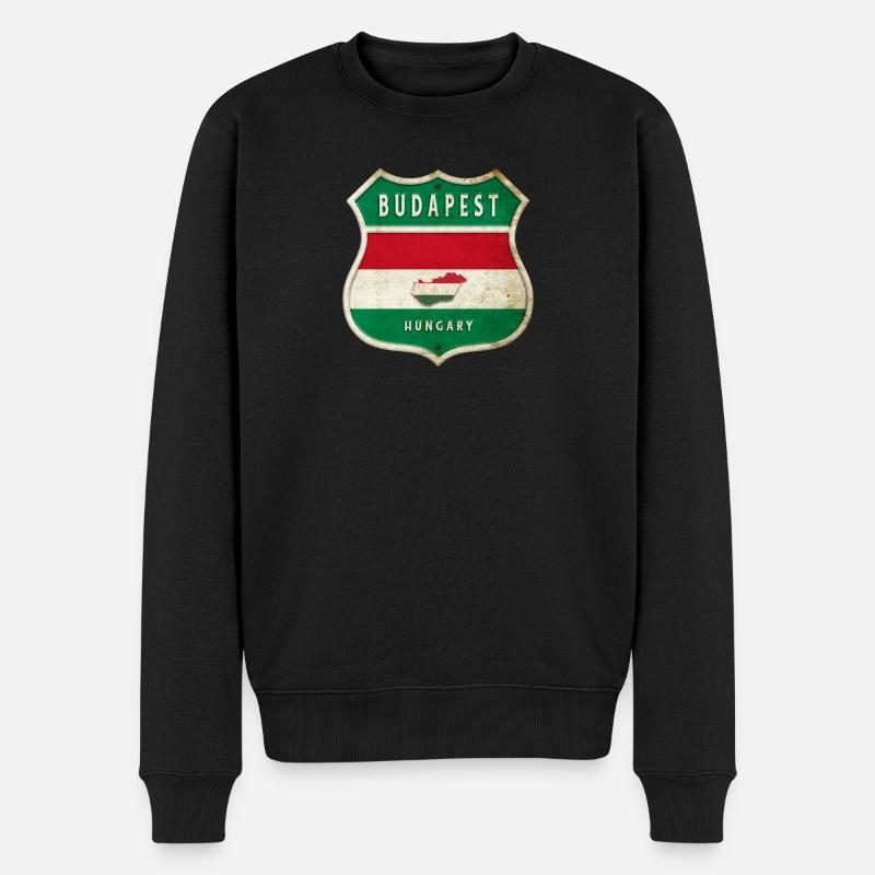 Budapest Hongrie Drapeaux Armoiries Design - Pull Premium bio Homme - noir
