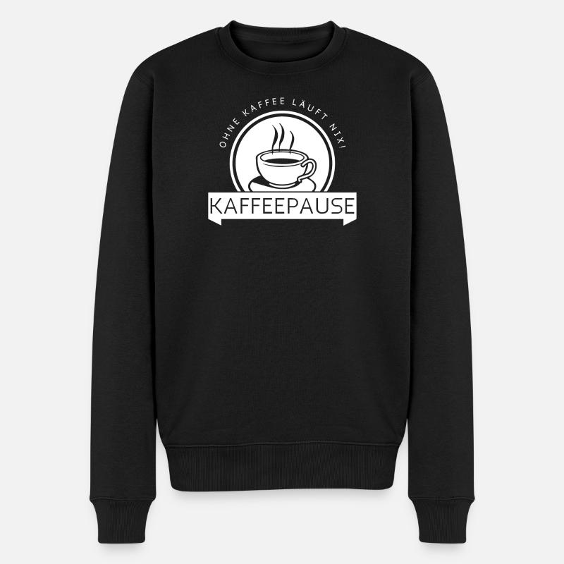 Kaffeepause - weiß - Männer Premium Bio Pullover - Schwarz