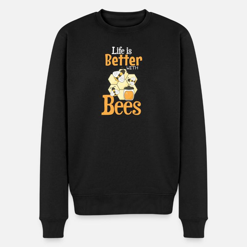 Bees Lebensfreude - Männer Premium Bio Pullover - Schwarz