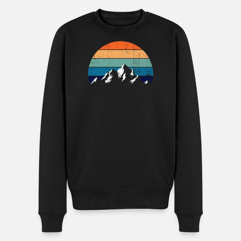 Retro Mountain Sunset Gradient - Männer Premium Bio Pullover - Schwarz