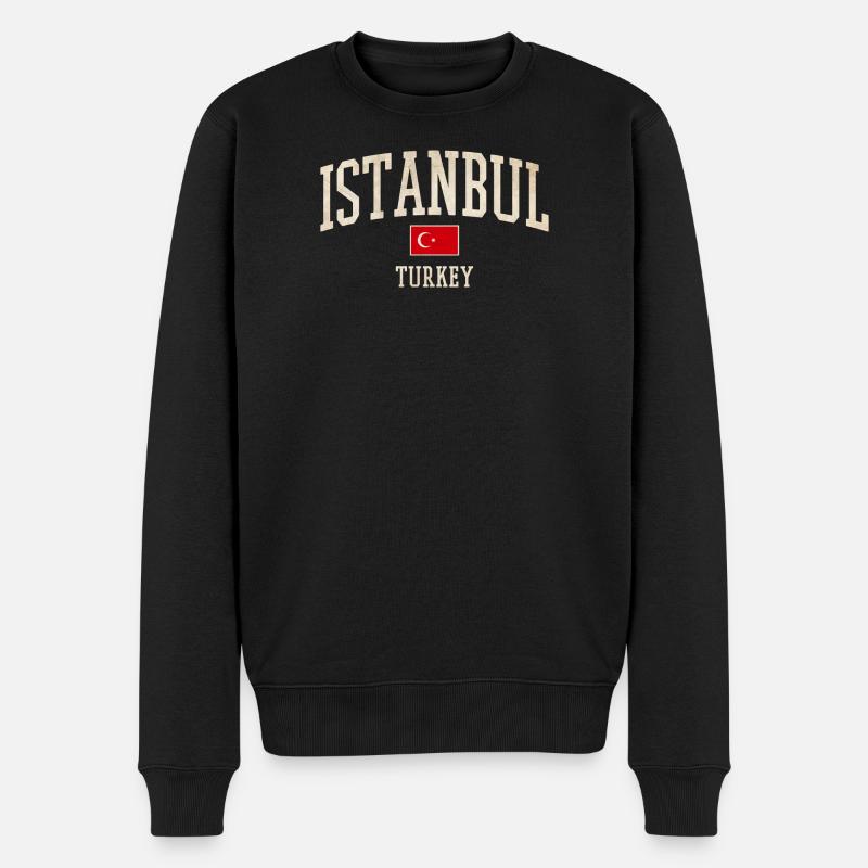 Istanbul Vintage Flaggen Shirt - Männer Premium Bio Pullover - Schwarz