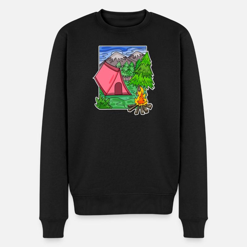 Zelten Camping Motiv - Männer Premium Bio Pullover - Schwarz