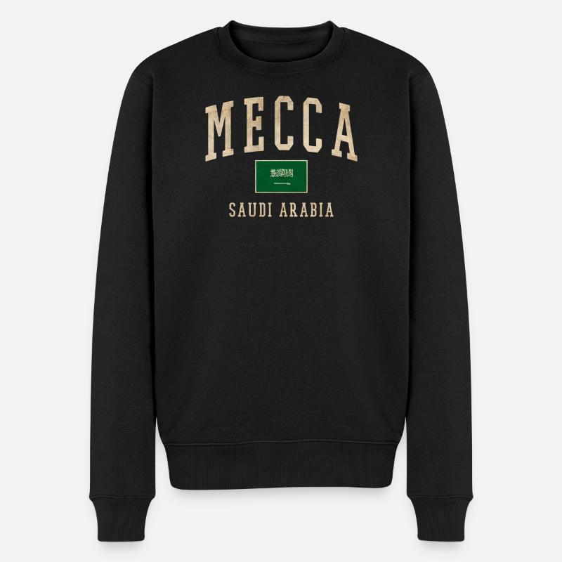 Mecca Saudisches Retro-Emblem - Männer Premium Bio Pullover - Schwarz