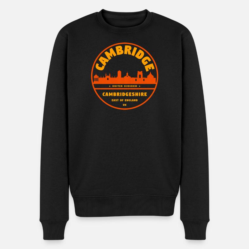 Cambridge Skyline Stempel UK - Männer Premium Bio Pullover - Schwarz