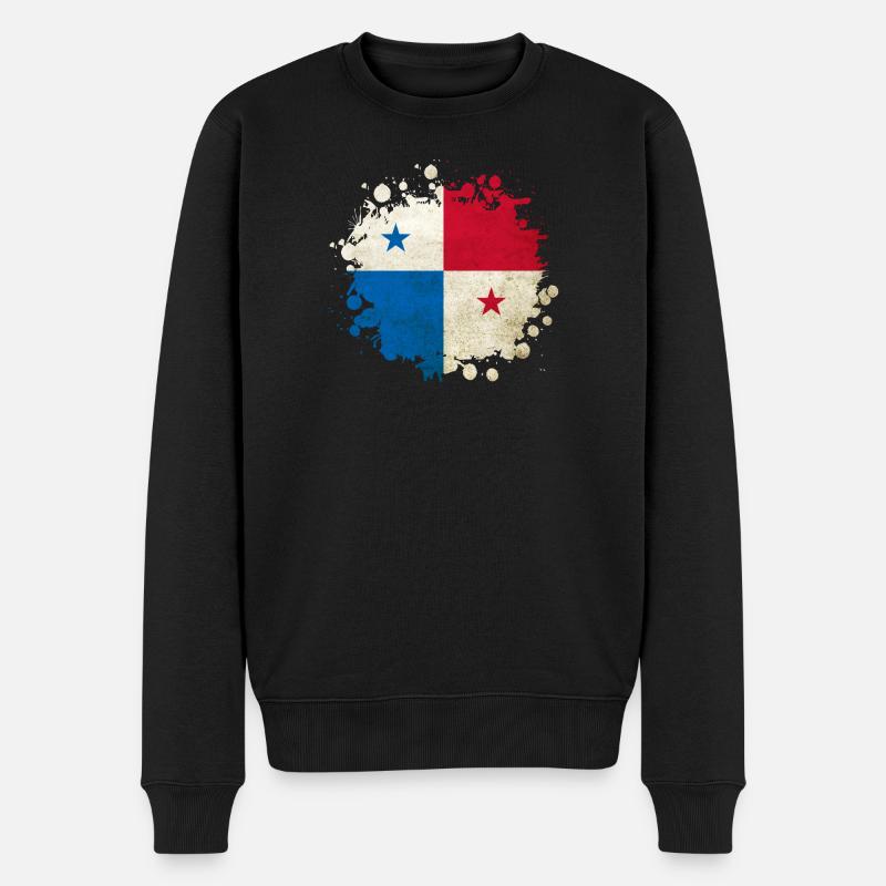 Drapeaux vintage du Panama - Pull Premium bio Homme - noir