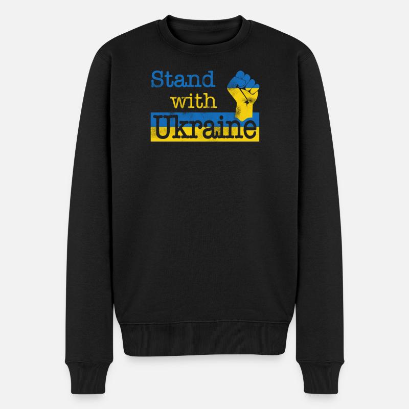 Stand with Ukraine! blue yellow - Männer Premium Bio Pullover - Schwarz