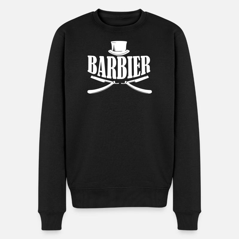 barber barbier shirt - Männer Premium Bio Pullover - Schwarz
