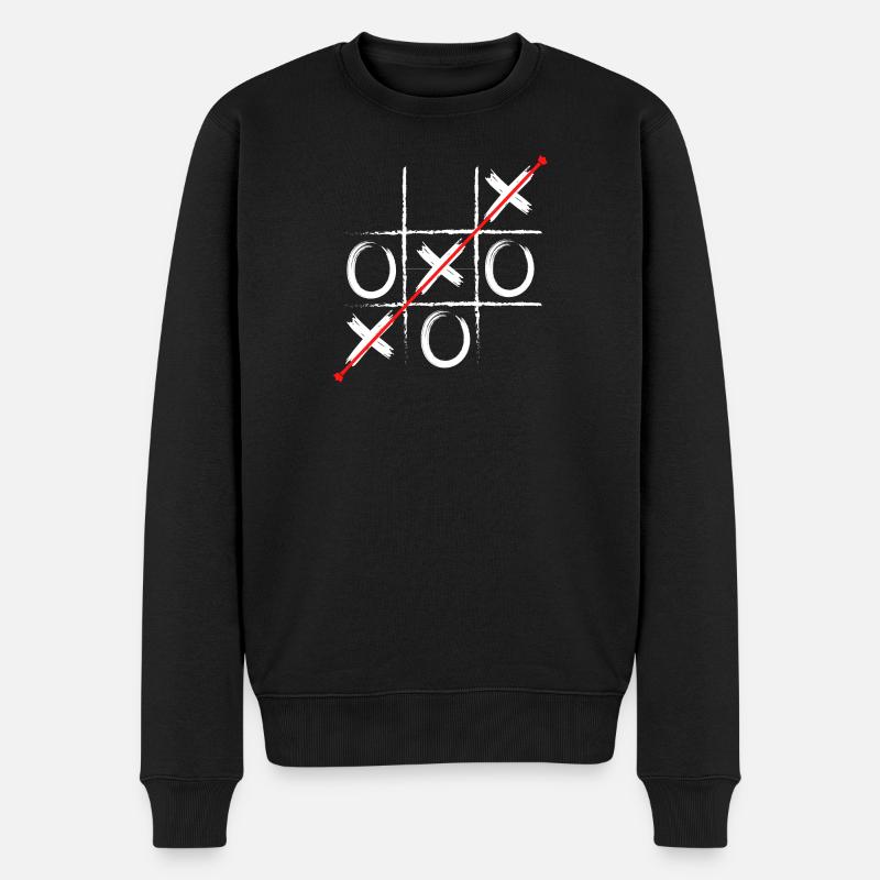 Tic Tac Diagonal Rouge - Pull Premium bio Homme - noir