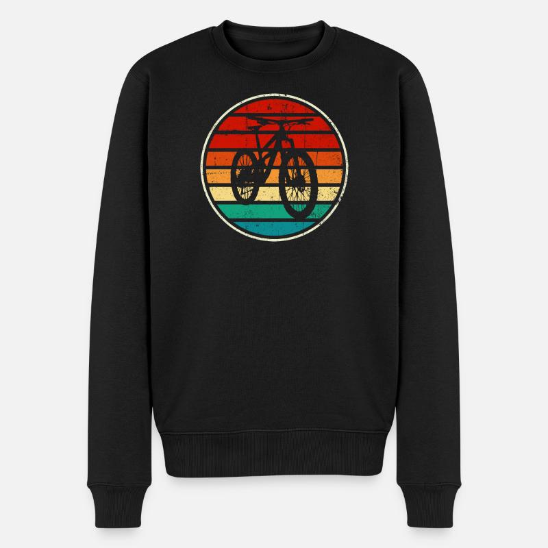 Retro Rainbow Fahrrad Sonnenuntergang - Männer Premium Bio Pullover - Schwarz