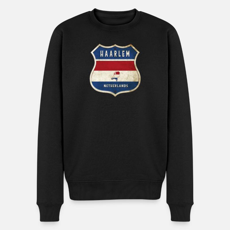 Haarlem Niederlande Wappen Design - Männer Premium Bio Pullover - Schwarz