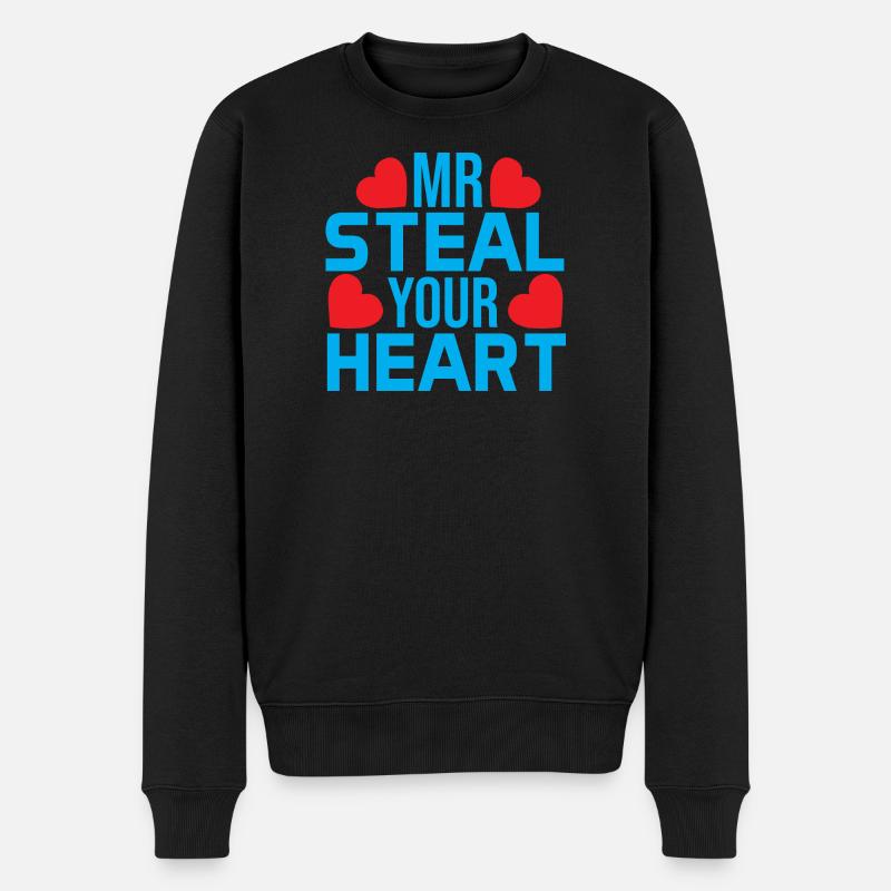 Liebesbotschaft mit farbigen Herzen - Männer Premium Bio Pullover - Schwarz