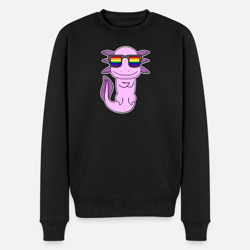 Gay Rainbow - Axolotl avec lunettes - Pull Premium bio Homme - noir