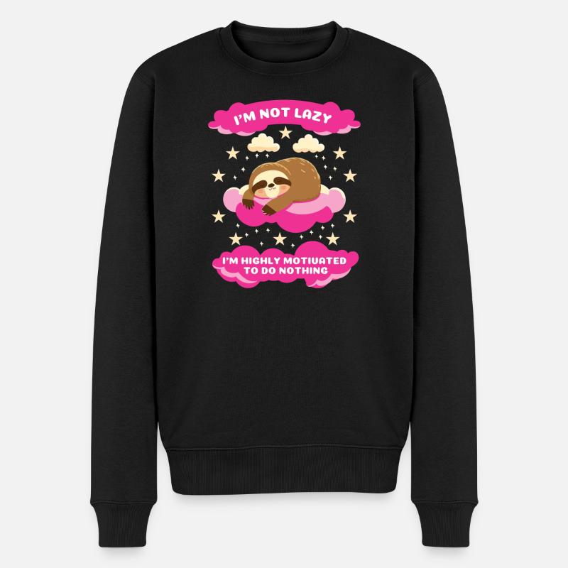 Ich bin nicht faul Faultier Motivationsdesign - Männer Premium Bio Pullover - Schwarz