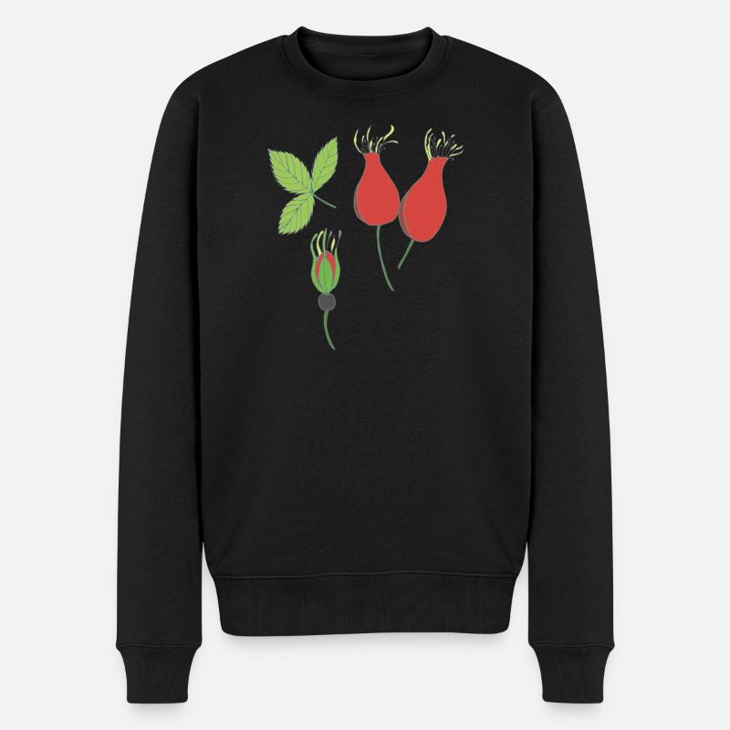 hagebutte - Männer Premium Bio Pullover - Schwarz